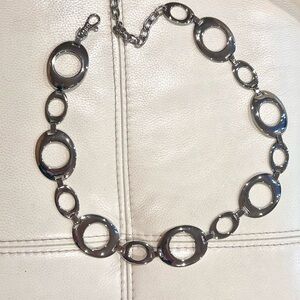 Silver Tone Vintage Circles Chain Belt